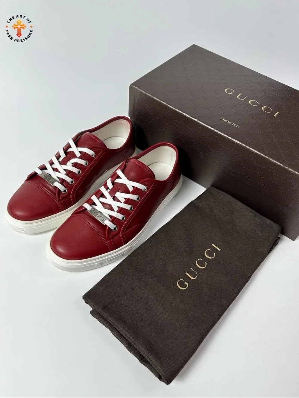 Gucci Red Leather Sneakers Men’s Size 8.5 – Pre-Owned No Box